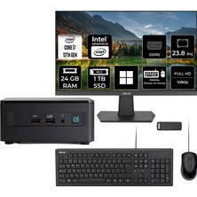 Asus Nuc 12 Pro Tall Intel Core I7-1260P 24GB Ram 2tb SSD 23.8" Full Hd Monitör WIN11 Home RNUC12WSHI700002IP564 Mini Masaüstü Bilgisayar + Per4 USB Bellek