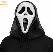 sbodurhome  Kapşonlu Çığlık Maskesi Scream Maskesi - Hayalet Maskesi 33X21 cm