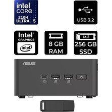 Asus Nuc 15 Pro Tall Intel Core 5-210H 8gb Ram 256GB SSD Freedos RNUC15CRHC500002P301 Mini Masaüstü Bilgisayar + Per4 USB Bellek