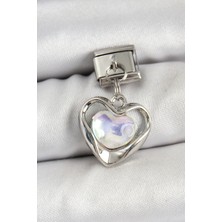 Lux Store 316L Çelik Sallantılı Zirkon Taşlı Model Gümüş Renk Nomination Charm