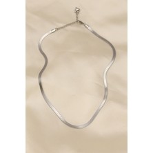Lux Store 316L Çelik Silver Renk 45 cm Italyan Zincir Model Kadın Kolye