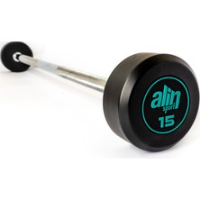 Alin Sport 15 kg Kauçuk Kaplı Profesyonel Olimpik Düz Barbell-Yeşil