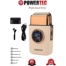Powertec TR-750 Krem Renkli Şarjlı Sakal Tıraş Makinesi Kademe Ayarı ve Şarj Göstergesi ile
