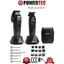 Powertec TR-5800 Profesyonel Şarjlı Saç-Sakal-Ense Tıraş Makinesi 3'lü Set