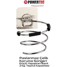 Powertec Fön Makinesi & Saç Kurutma Makinesi Askı Aparatı Paslanmaz Çelik ( Yedek Yapışkan Bant Hediyeli )