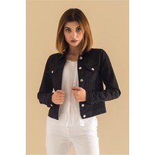 Bold & Young Kadın Siyah Power Stretch Slim Fit Gabardin Kot Mont