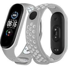 sbodurhome    Mi Band 4 Spor Delikli Kordon - Gri-Beyaz