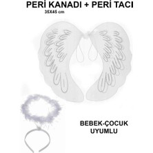 sbodurhome  Beyaz Dantel Tüllü Peri Kanadı ve Peri Tacı Seti 45X40 cm