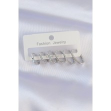 Lux Store Pirinç Gümüş Renk Ince Oval Küpe Seti