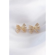 Lux Store Pirinç Gold Renk Fiyonk Küpe
