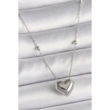 Lux Store 316L Çelik Gümüş Renk Topçuk Detay Zincir Model Kadın Kolye