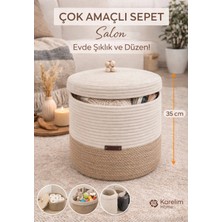Karelim Home Çok Amaçlı Büyük Boy Organizer Çamaşır Sepeti Oyuncak Organizeri Kapaklı Organizer Sepet 40 × 35