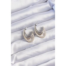 Lux Store Pirinç Gold Gümüş Renkli Düz Plaka Halka Küpe