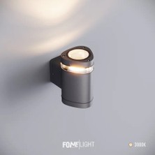 FoneLight Gala Mono Camlı 12,5 cm Tek Yönlü LED Duvar Apliği Antrasit Alüminyum IP65 Dış Mekan Bahçe Cephe Aydınlatması 7W