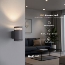 FoneLight Gala Mono Camlı 12,5 cm Tek Yönlü LED Duvar Apliği Antrasit Alüminyum IP65 Dış Mekan Bahçe Cephe Aydınlatması 7W