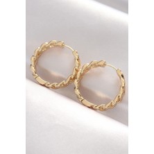 Lux Store Pirinç Gold Renk Zincir Model Halka Küpe