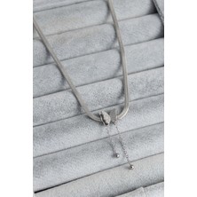 Lux Store 316L Çelik Gümüş Renk Italyan Zincir Model Simli Figür Kadın Kolye