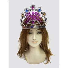 sbodurhome  Gümüş Renk Happy Birthday Yazılı Doğum Günü Tacı 60 cm