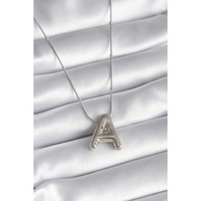 Lux Store 316L Çelik Gümüş Renk Bubble "a" Harf Model Kadın Kolye