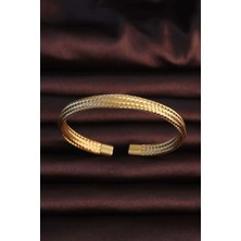 Lux Store 316L Çelik Altın Renk Hasır Görünüm Erkek Bileklik