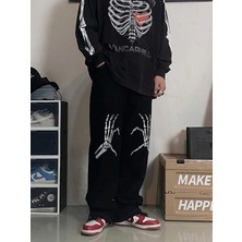 Touz Moda Sokak Tarzı Skeleton Heart Baskılı Unisex Baggy Eşofman