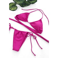 Lux Store Kadın Fuşya Yandan Bağlamalı Tangalı Üçgen Bikini Mayo Takımı – Modern, Konforlu Günlük Kombinle
