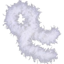 sbodurhome Beyaz Renk Kabarık Kalın Otriş Boa Tüy 6 cm Genişlik 180-200 cm Uzunluk