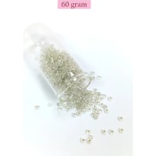 sbodurhome Dökme Cam Kum Boncuk (8/0) 3 mm - 60 Gram - Şeffaf Beyaz - BNC197