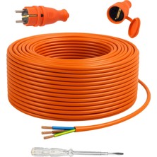 Belirtilmemiş Seyyar 50 Metre Uzatma Kablosu Ttr Cca Telli 3x1.5 mm Elektrik Kablo Kalem Dişi Erkek Fiş
