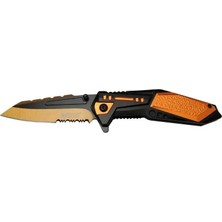 sbodurhome 4171 Turuncu Kamp Çakı 21CM - Yarı Otomatik, Kemerlikli, Testere Detaylı