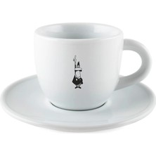 Belirtilmemiş - Moka Kahve Fincanı Tabağı - 80ML - Ikonik Bıyıklı Adam Desenli - Porselen