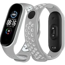 sbodurhome Xiaomi Mi Band 6 Spor Delikli Kordon - Gri-Kırmızı