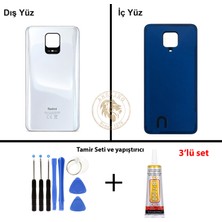 Arsking Redmi Note 9 Pro Beyaz Arka KapakYapıştırıcı Arka Pil Kapağı + Yapıştırıcı ve Vida Seti