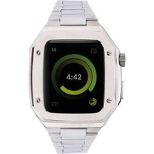 sbodurhome Apple Watch 44MM Metal Petek Kasalı Kordon - Gümüş