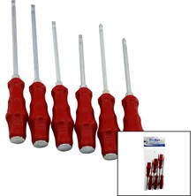 sbodurhome Pvc Ambalaj Kırmızı - Plastik Saplı Darbeli 6lı Set Çift Taraflı Tornavida Takımı