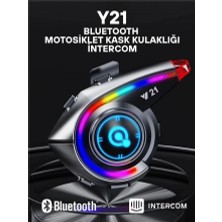 sbodurhome Y21 Rgb Işık Efektli Intercom Bluetooth Motosiklet Kask Kulaklığı Intercom Kulaklık