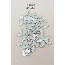 sbodurhome Oya Abiye Bileklik Kolye Pleksi Metalik Plastik Pul Gümüş Renk 8 Gram 80 Adet - BNC526
