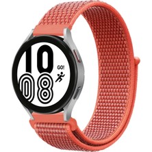 sbodurhome   Samsung Galaxy Watch 4 Hasırlı Cırtcırtlı Kordon - Turuncu