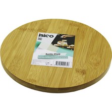 sbodurhome Yuvarlak=24.5cm Ayaklı= 4cm Düz Yüzey Ahşap Bambu Sunum Tepsisi - Mini Sofra