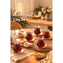 Porsima Keyf-I Ala 18 Parça Cam Tabaklı Borosilikat Çay Seti - 200 ml