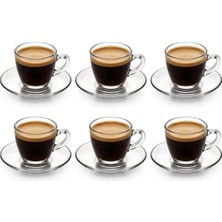 Belirtilmemiş 6 Kişilik Şeffaf Cam Kahve Fincan Takımı - 12 Parça Espresso Türk Kahvesi Seti - Isıya Da