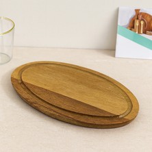 sbodurhome Akasya Oval Ahşap Servis Tepsisi (Kenar Kanallı) 24.8X13.8X1.4 cm
