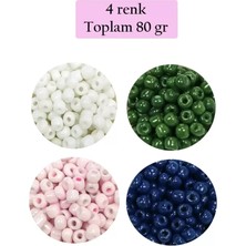 sbodurhome Dökme Cam Kum Boncuk Büyük Boy (6/0) 4 mm - 4 Renk - Toplam 80 Gram - BNC408