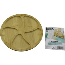 sbodurhome Yuvarlak 5 Bölmeli Ahşap Bambu Servis Sunum Tepsi - Tahtası 20 x 1.4cm