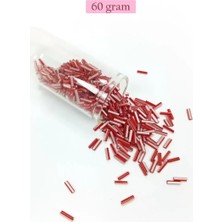 sbodurhome Uzun Boru Kesme Boncuk Çap 2mm Uzunluk 10 mm - 60 Gram - Kırmızı Beyaz - BNC278