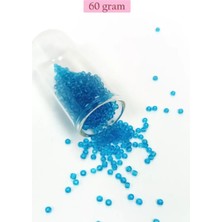 sbodurhome Dökme Cam Kum Boncuk (8/0) 3 mm - 60 Gram - Şeffaf Deniz Mavi - BNC221