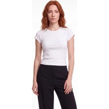Cemo Basic Bisiklet Yaka Crop Tişört
