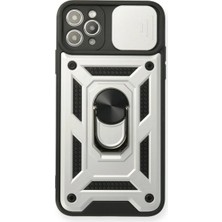sbodurhome Apple iPhone 11 Pro Kılıf Pars Lens Yüzüklü Silikon - Gümüş
