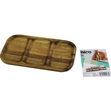 sbodurhome Akasya Dikdörtgen 3 Bölmeli=2+1 Ahşap Servis Sunum Tepsi - Tahtası 25 x 14 x 1.4cm