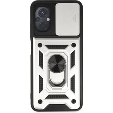 sbodurhome Xiaomi Poco M5 Kılıf Pars Lens Yüzüklü Silikon - Gümüş